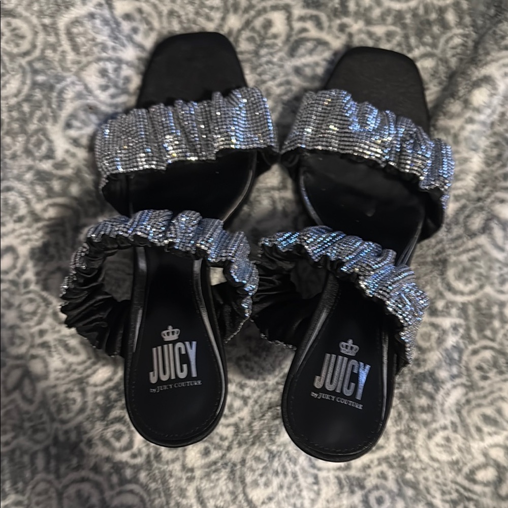 Juicy Couture Black and Silver Sandals with Chic Design